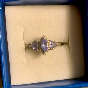 Genuine tanzanite and zircon ring